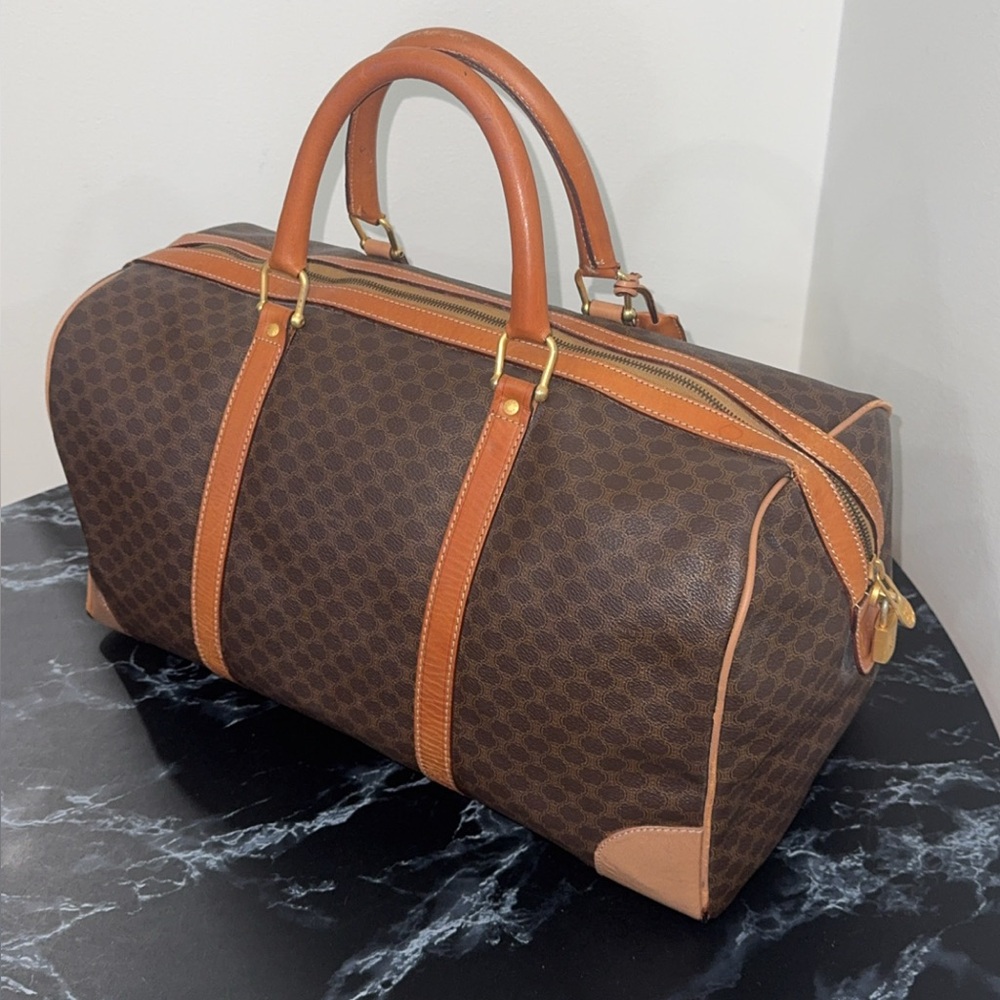 CELINE Macadam Boston Bag M13 Travel Duffle Bag Brown AUTHENTIC - Picture 9 of 16